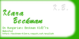 klara beckman business card